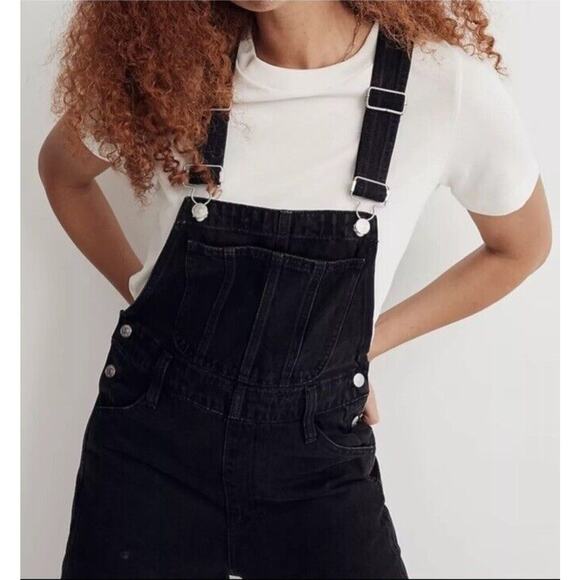 Madewell Straight Leg Overalls Sz XS Lunar Black Normcore Fall Bibs Grunge New - Picture 5 of 16